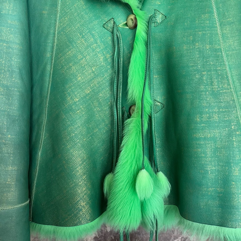 RARE unique leather & lamb coat NEW - Picture 10 of 17